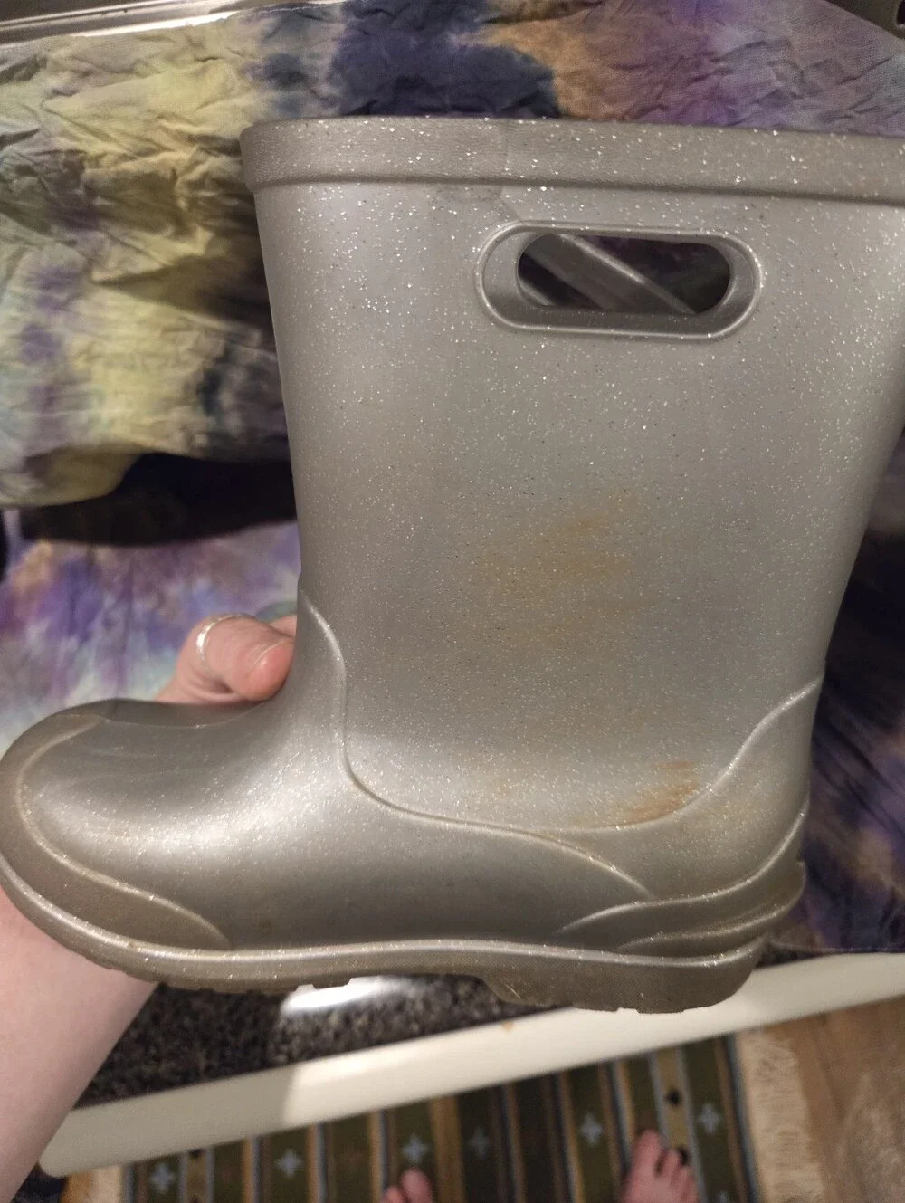 Silver kids sparkly size 12 plastic boots